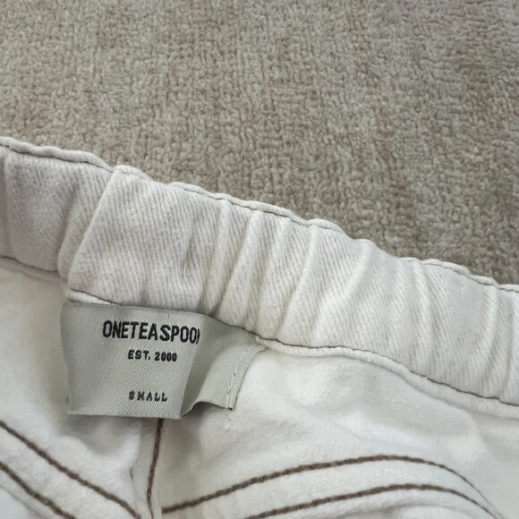 Revolve One Teaspoon Shabbies White Boyfriend Cropped Jeans S - Picture 2 of 10